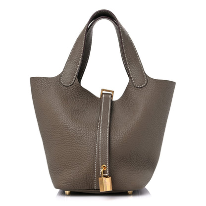 Hermes Taurillon Clemence Picotin Lock 18 PM Etoupe 1 of 9