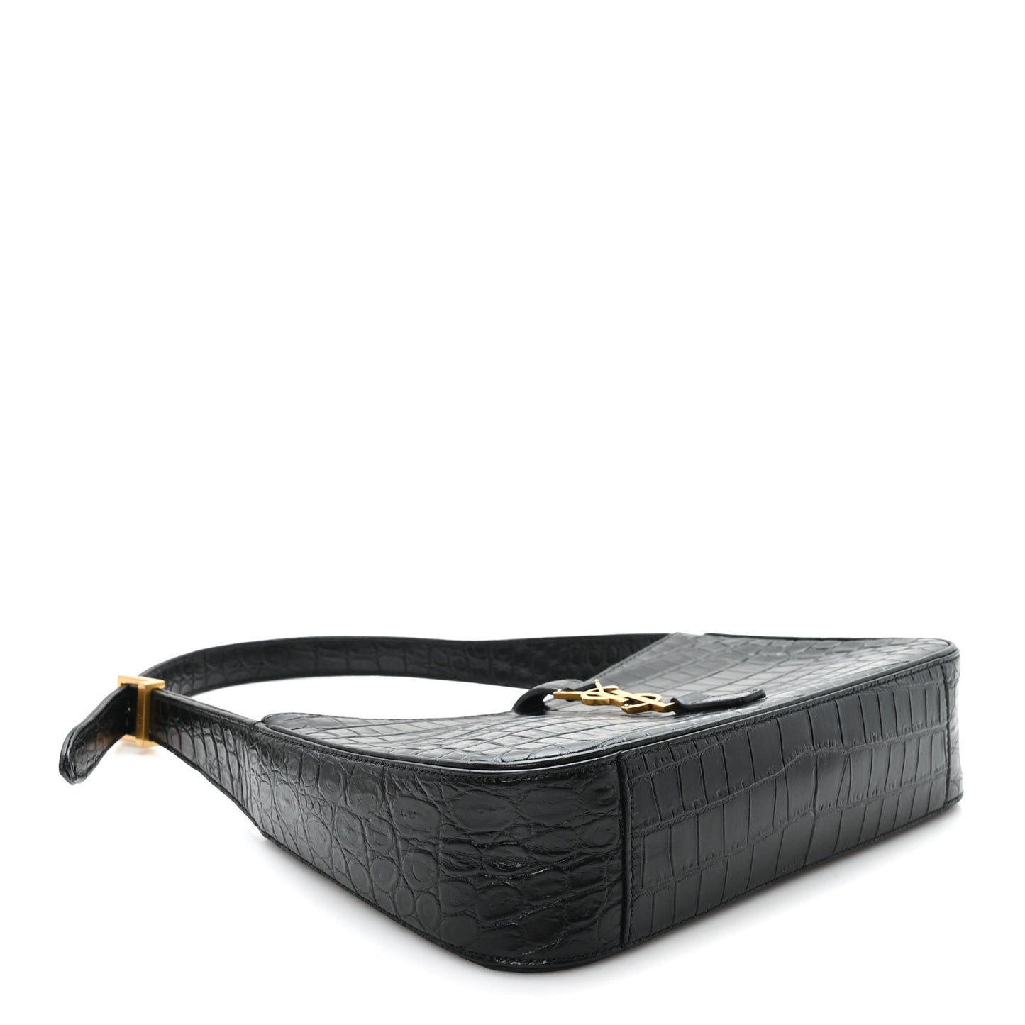 Calfskin Crocodile Embossed LE 5 A 7 Hobo Black