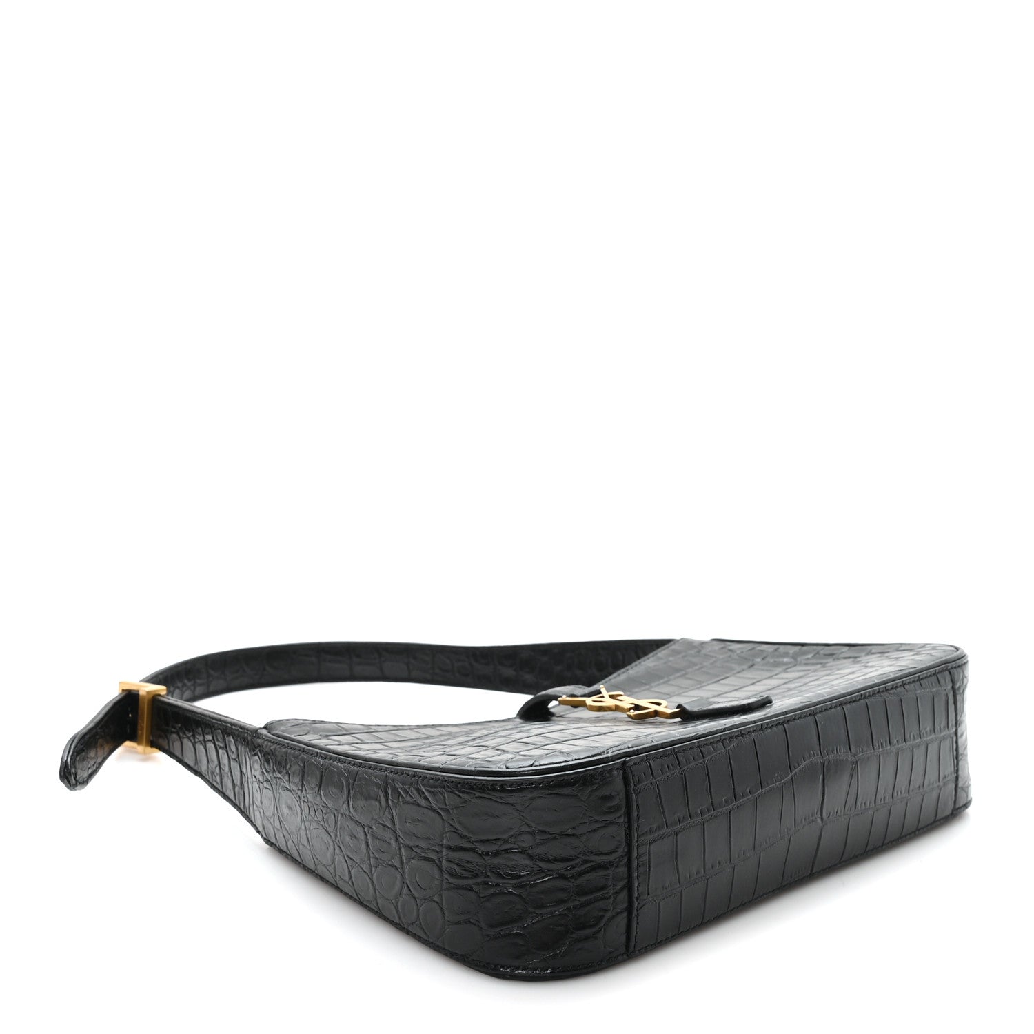 Saint Laurent Calfskin Crocodile Embossed LE 5 A 7 Hobo Black 4 of 10