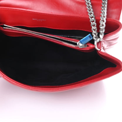 Saint Laurent Calfskin Y Quilted Monogram Medium Loulou Chain Satchel Red 6 of 15