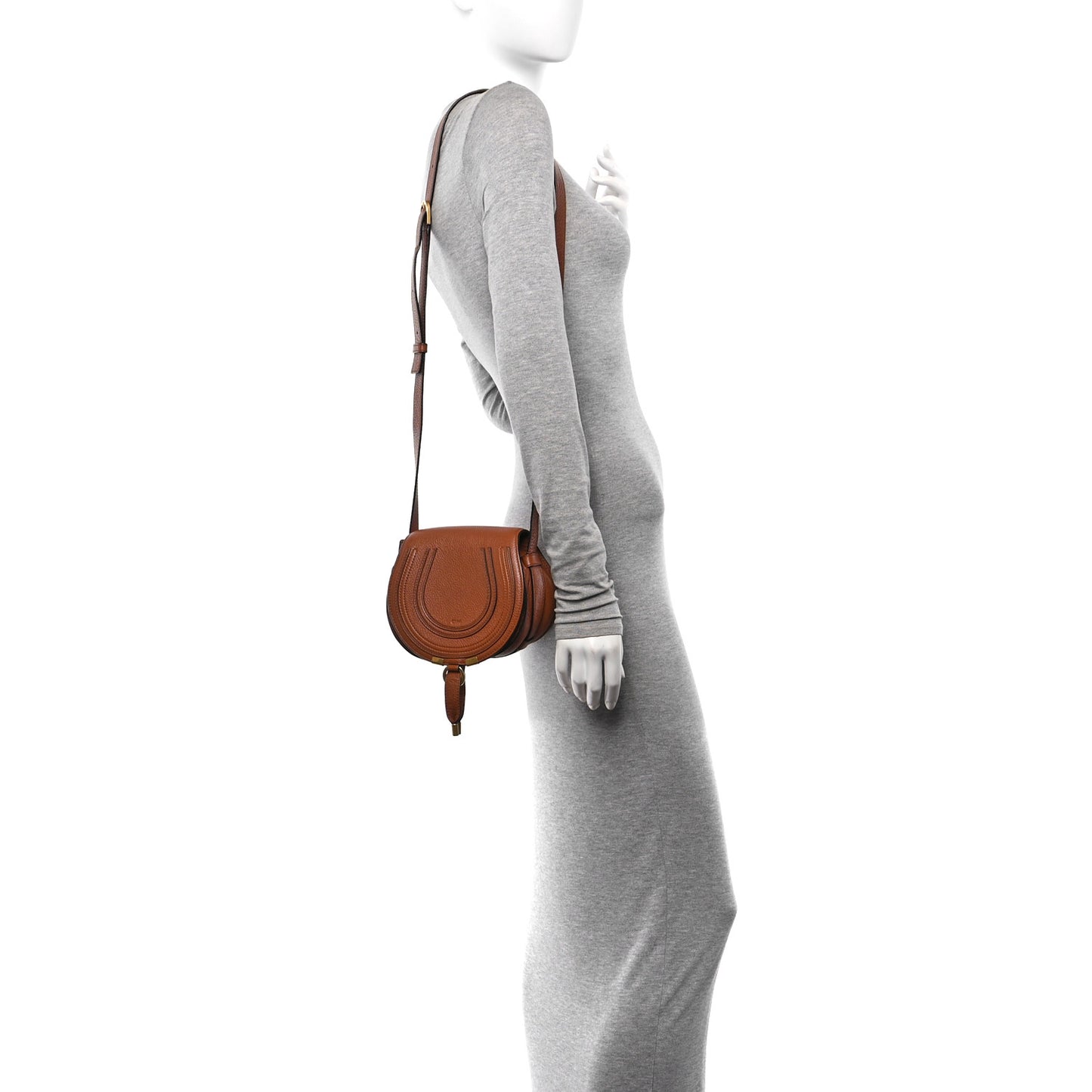 Grained Calfskin Small Marcie Saddle Bag Tan