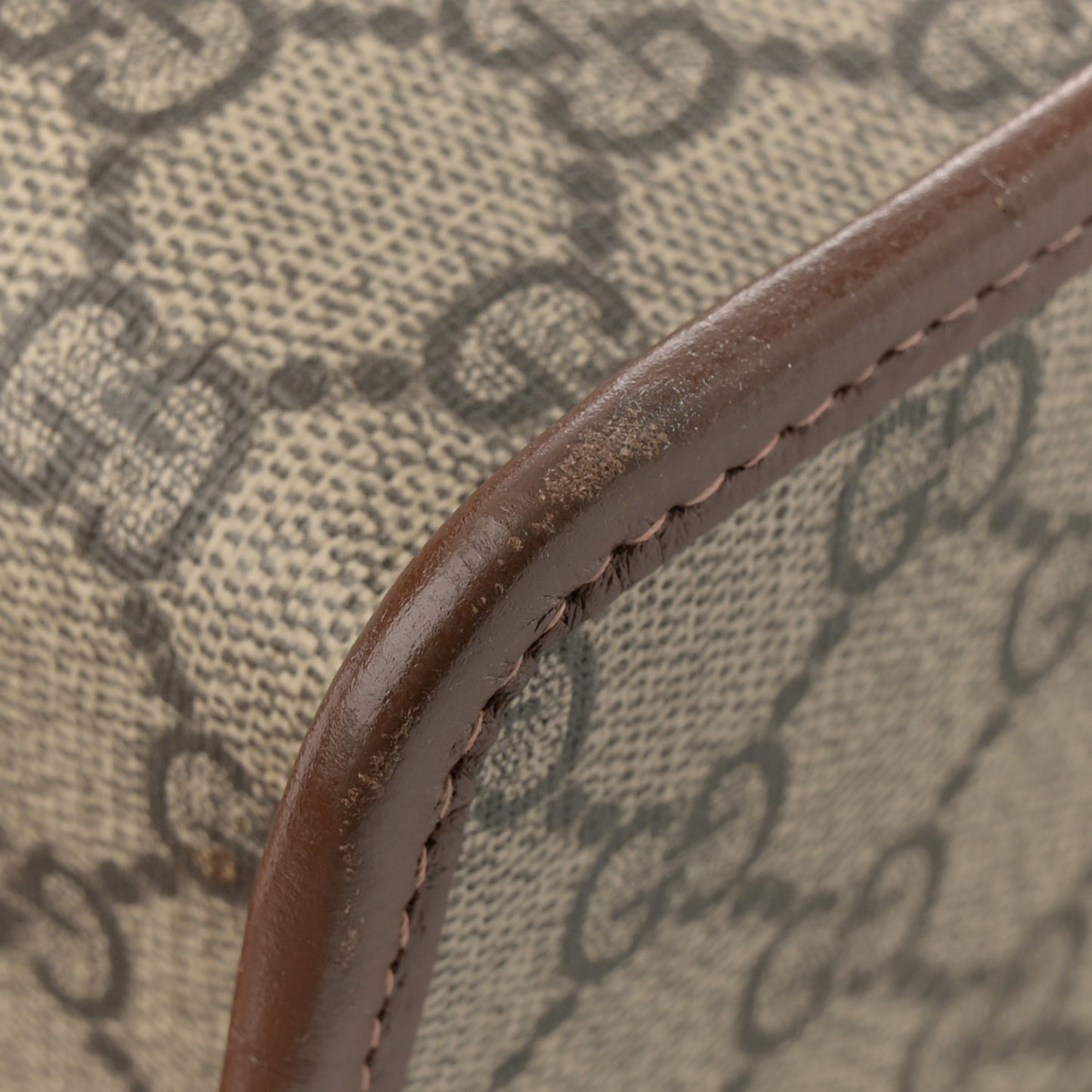 GG Supreme Monogram Azalea Calfskin Small Horsebit 1955 Foldover Top Handle Bag Beige Ebony Brown Sugar