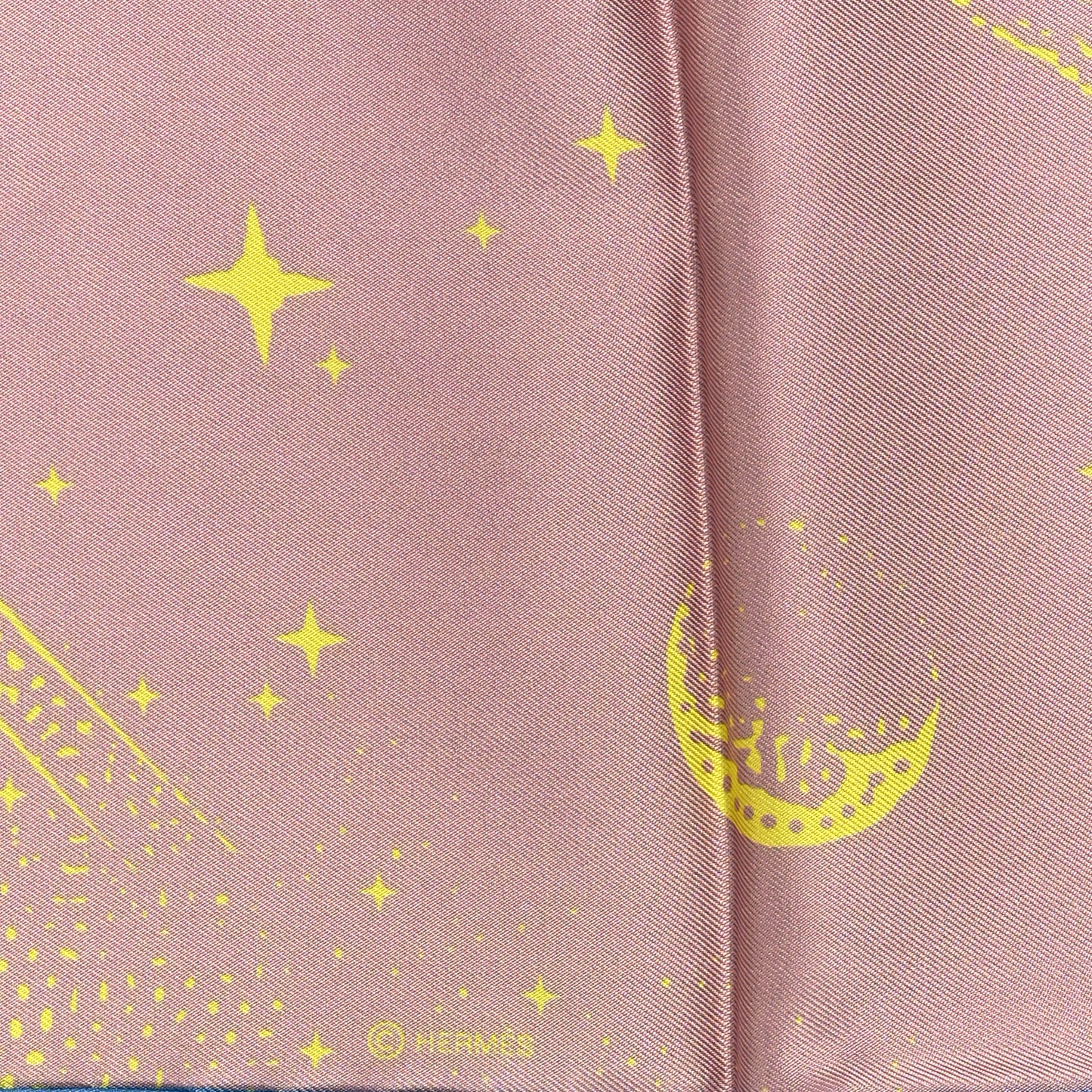 Silk Double Face Clair De Lune Scarf 90 Vieux Rose Jaune