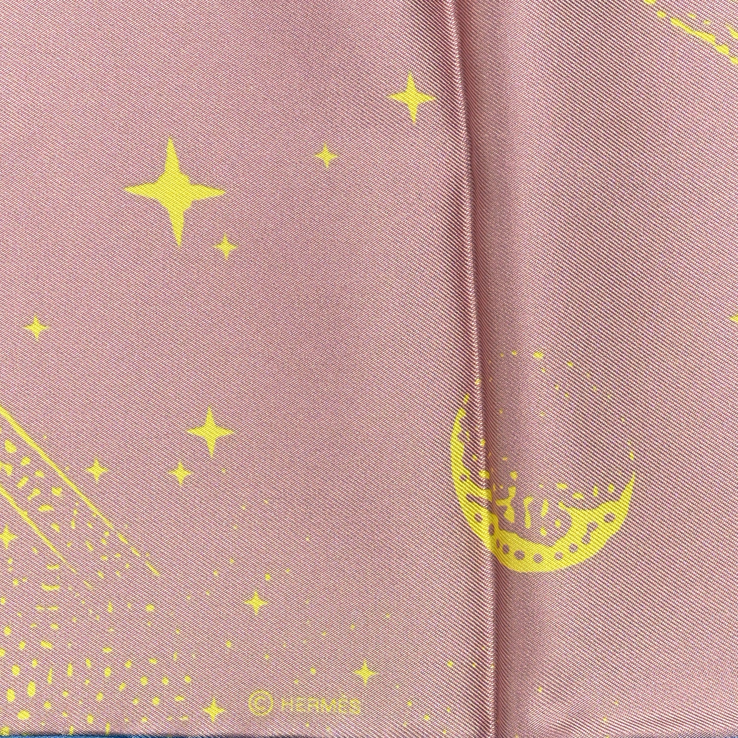 Hermes Silk Double Face Clair De Lune Scarf 90 Vieux Rose Jaune 4 of 11
