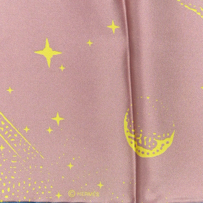 Hermes Silk Double Face Clair De Lune Scarf 90 Vieux Rose Jaune 4 of 11