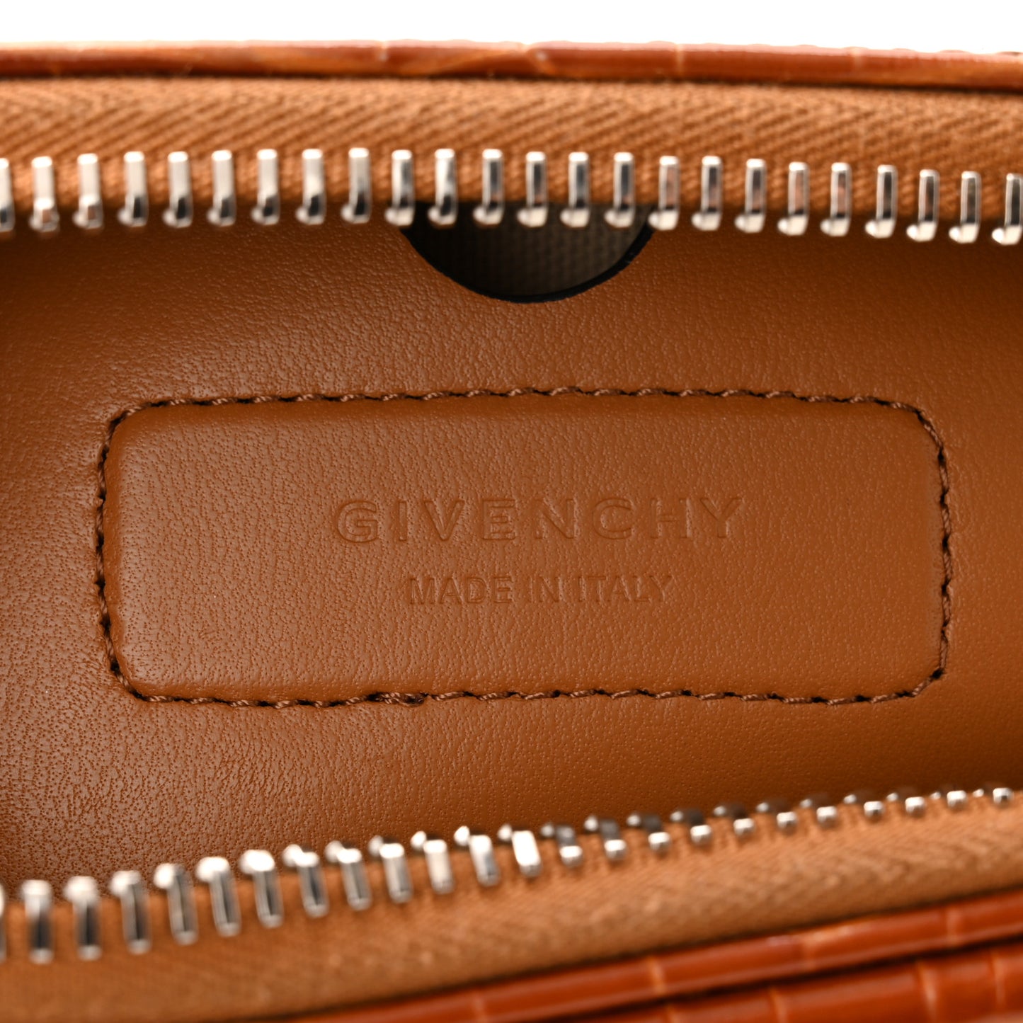 Calfskin Crocodile Embossed Nano Antigona Tan
