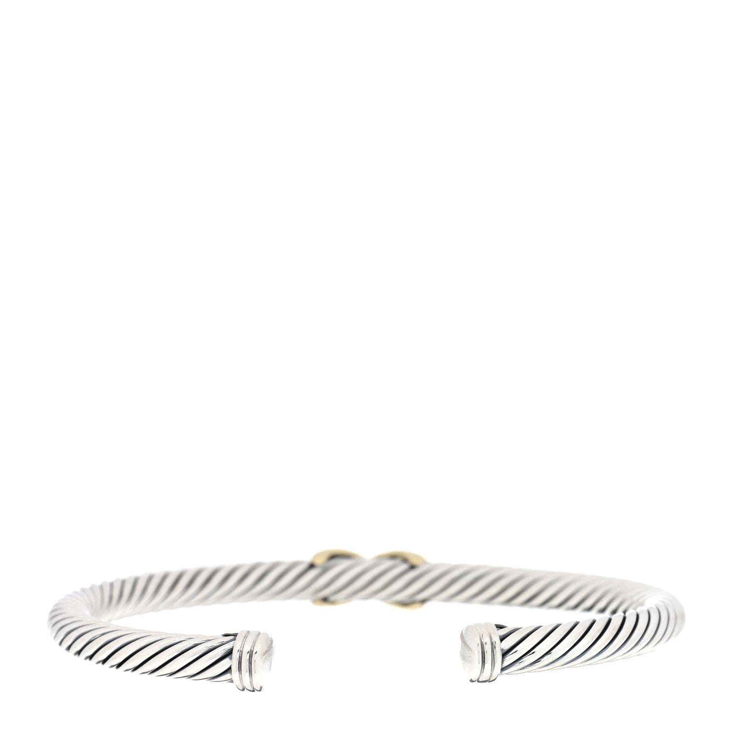 David Yurman Sterling Silver 14K Yellow Gold 5mm X Station Cable Bracelet 2 of 3