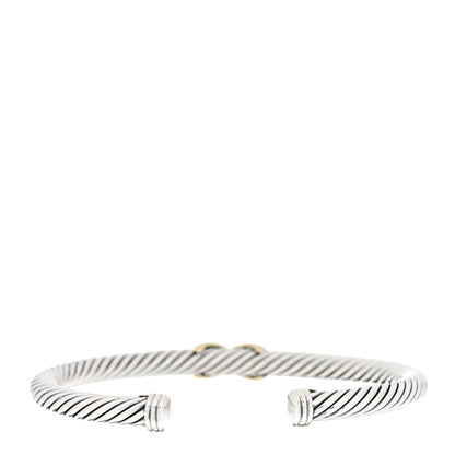 David Yurman Sterling Silver 14K Yellow Gold 5mm X Station Cable Bracelet 2 of 3