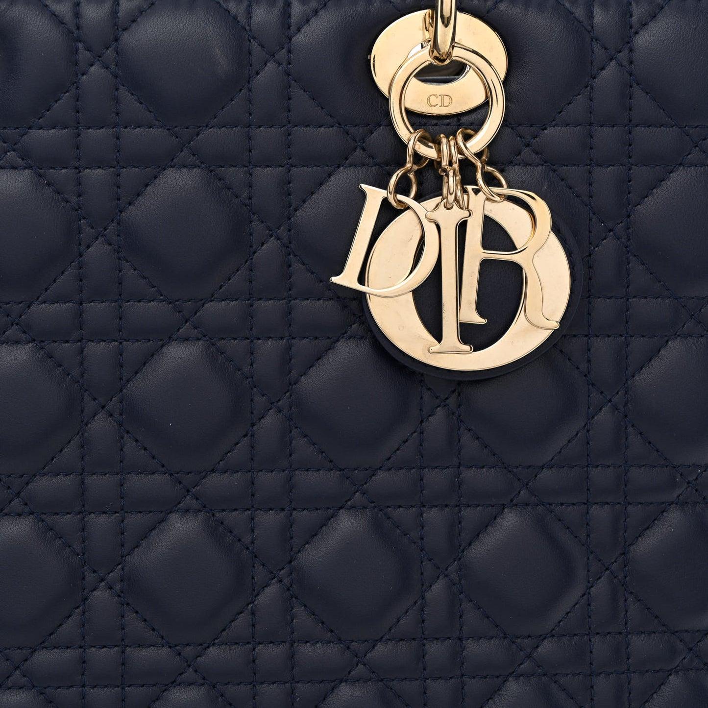 Lambskin Cannage Large Lady Dior Navy Blue