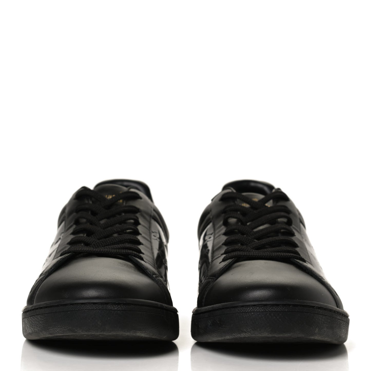 PVC Calfskin Monogram Mens Sneakers 9.5 Black