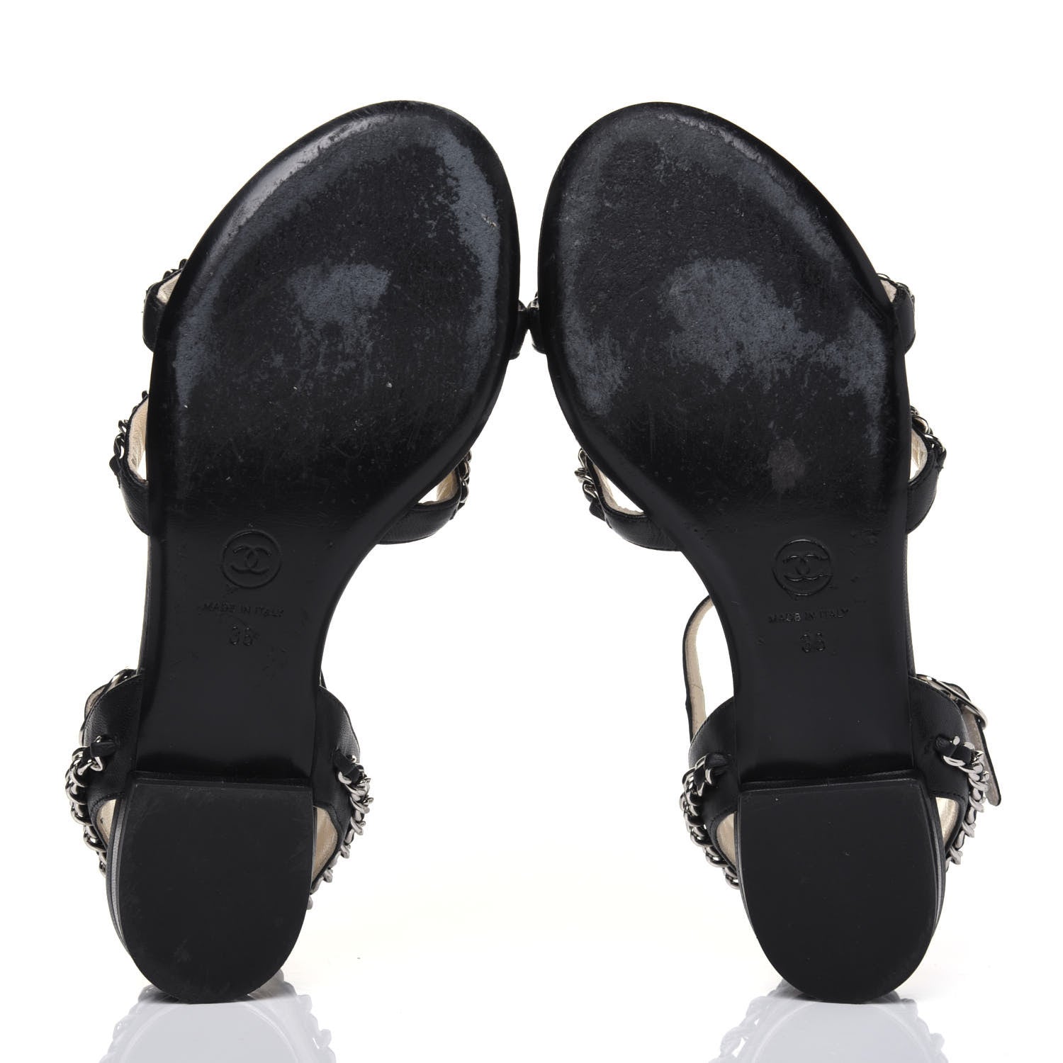 Chanel Lambskin CC Chain Sandals 36 Black 5 of 17