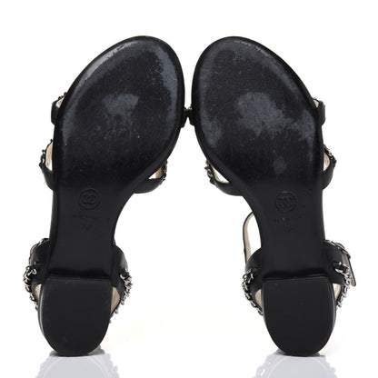 Chanel Lambskin CC Chain Sandals 36 Black 5 of 17