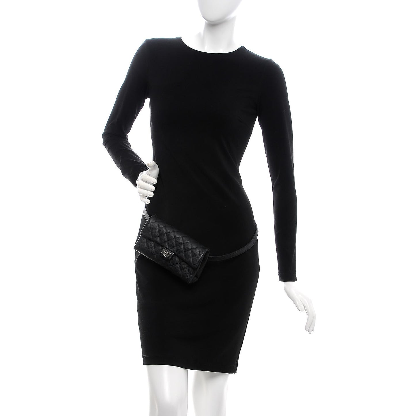 Grained Calfskin Quilted 2.55 Reissue Flap Belt Bag Clutch Black