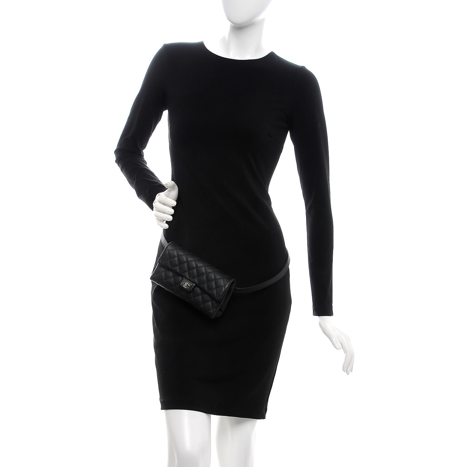 Chanel Grained Calfskin Quilted 2.55 Reissue Flap Belt Bag Clutch Black 2 of 8