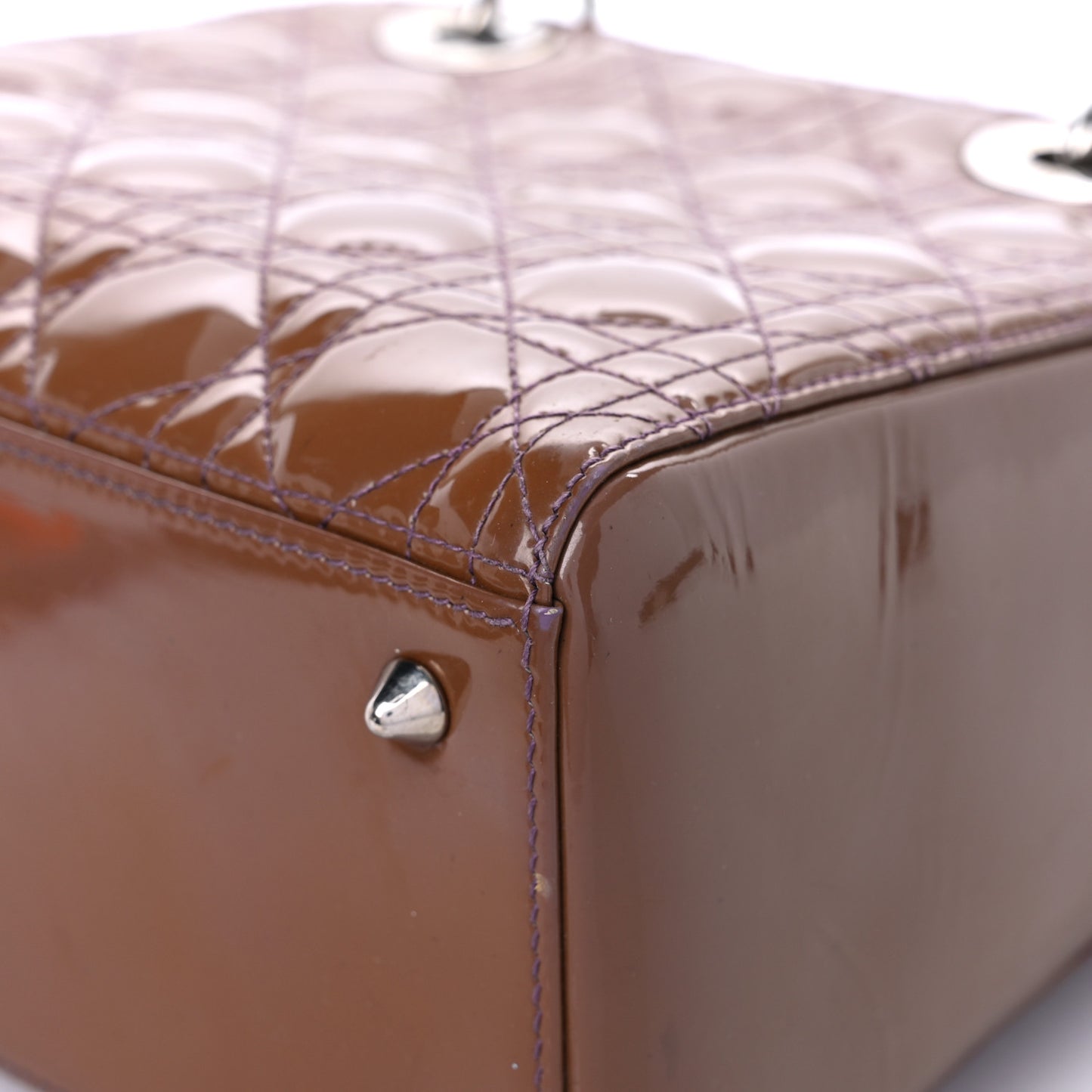 Patent Cannage Medium Lady Dior Brown