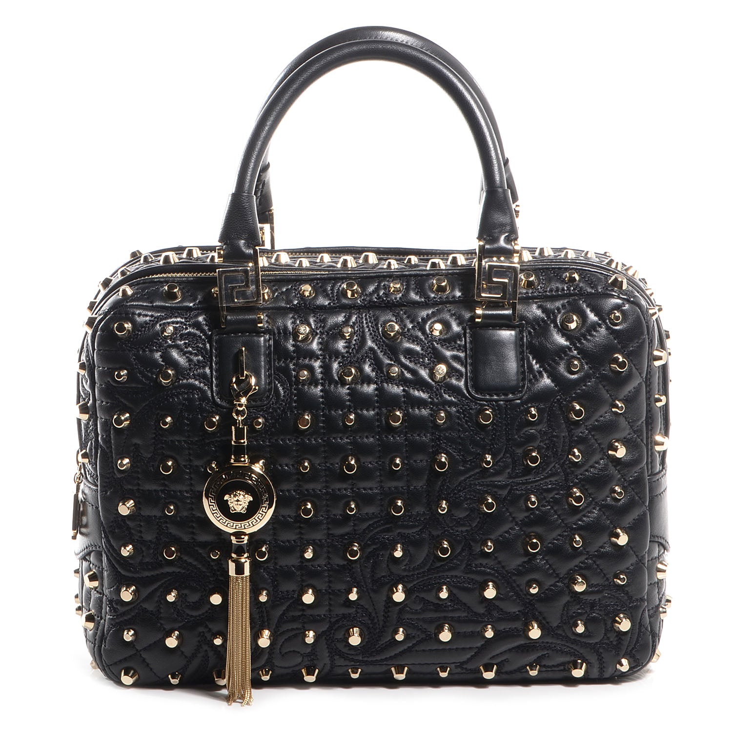 Versace Barocco Quilted Leather Studded Vanitas Demetra Black 1 of 8