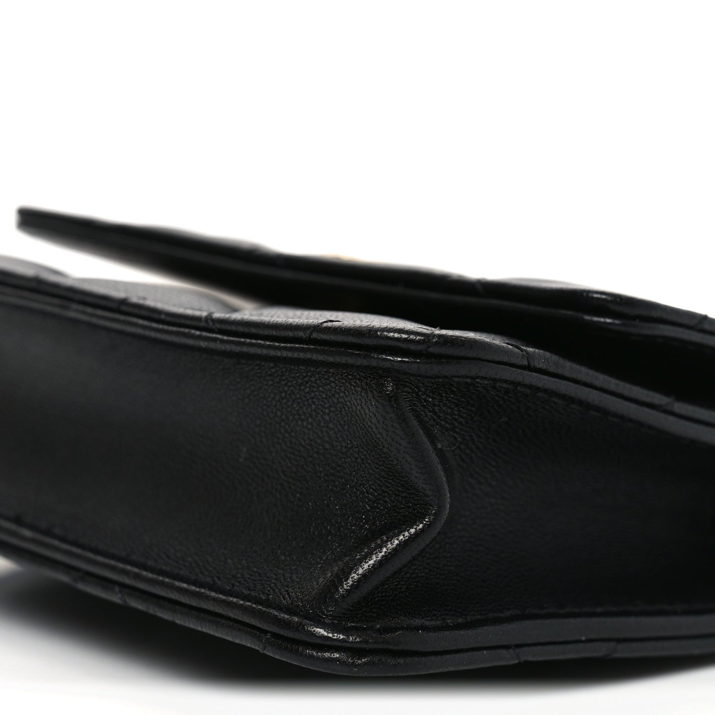 Lambskin Quilted CC Hook Card Holder Black