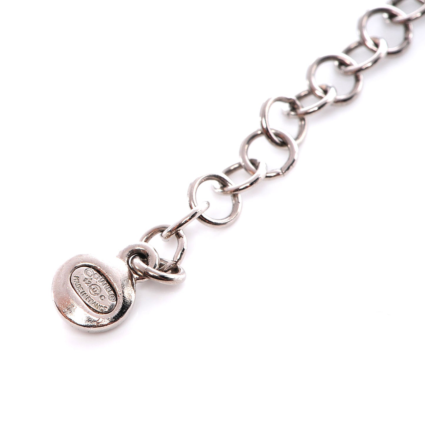 Pearl Crystal CC Beaded Long Necklace Silver Blue