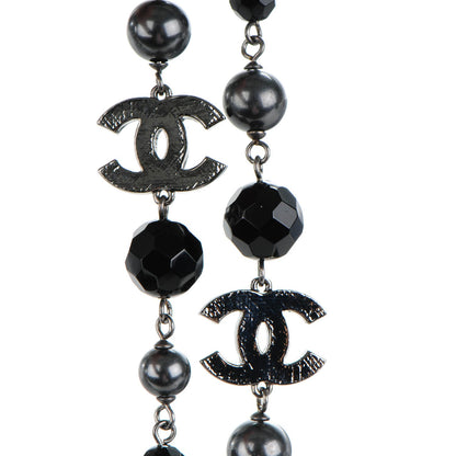Chanel Ruthenium Bead CC Long Necklace Black 6 of 9