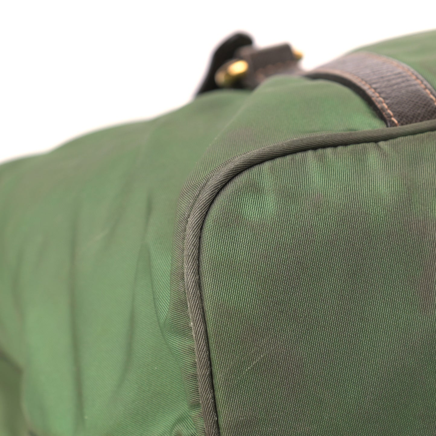 Saffiano Tessuto Nylon Shopping Tote Green Brown