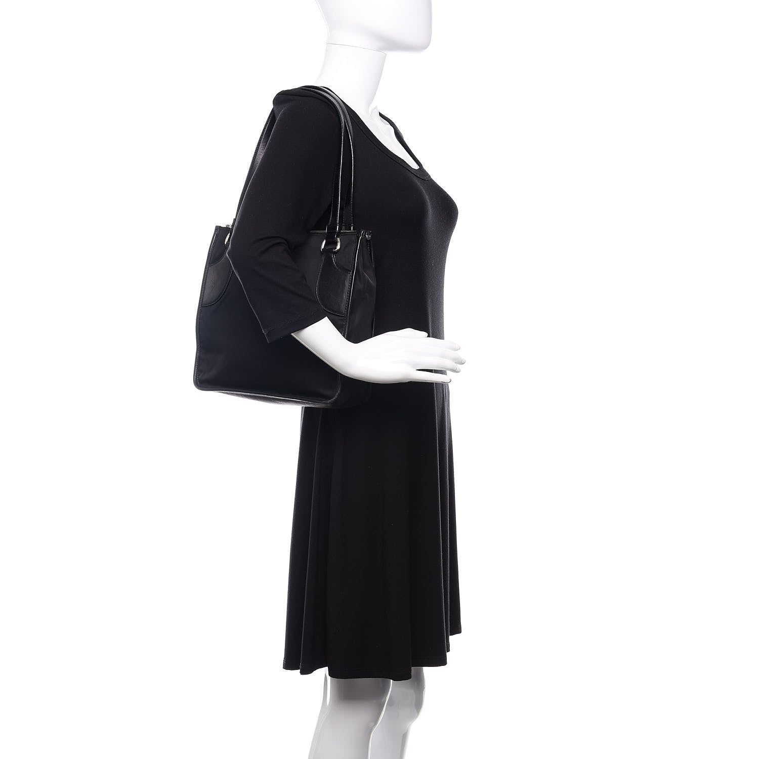 Prada Calfskin Tessuto Nylon Tote Black 2 of 10