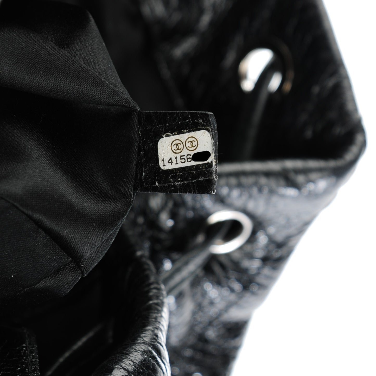 Glazed Calfskin On The Road Drawstring Tote Black