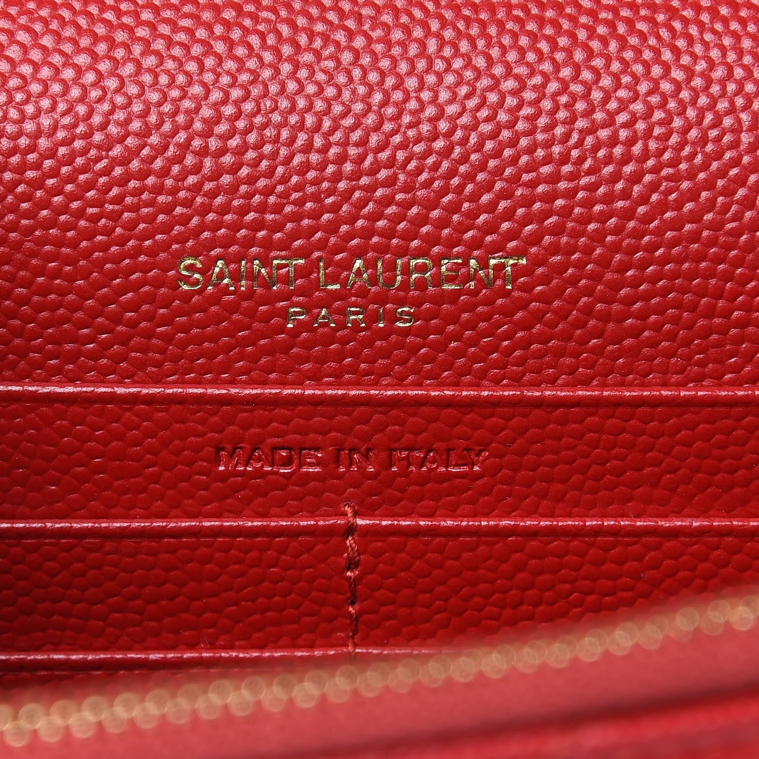 Saint Laurent Grain De Poudre Matelasse Chevron Monogram Envelope Chain Wallet New Red 6 of 11