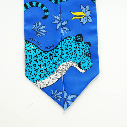 Hermes Silk Les Leopards Twilly Bleu Roy Turquoise Ciel 5 of 6