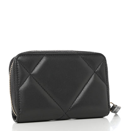 Chanel Lambskin Quilted Chanel 19 Zip Around Coin Purse Wallet Dark Grey 3 of 8