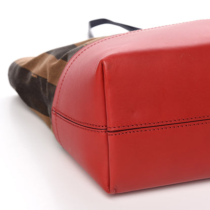 Fendi Pequin Cuoio Vegetale Medium Roll Tote Tobacco Rosso Blue Mirto Miele 8 of 10