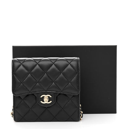 Chanel Lambskin Quilted Wallet With Chain Black 13 of 13