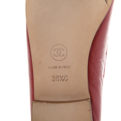 Chanel Crumpled Calfskin Cap Toe CC Ballerina Flats 36.5 Red 7 of 9