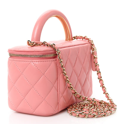 Chanel Lambskin Quilted Small Charming Top Handle Vanity Case With Chain Pink 3 of 12