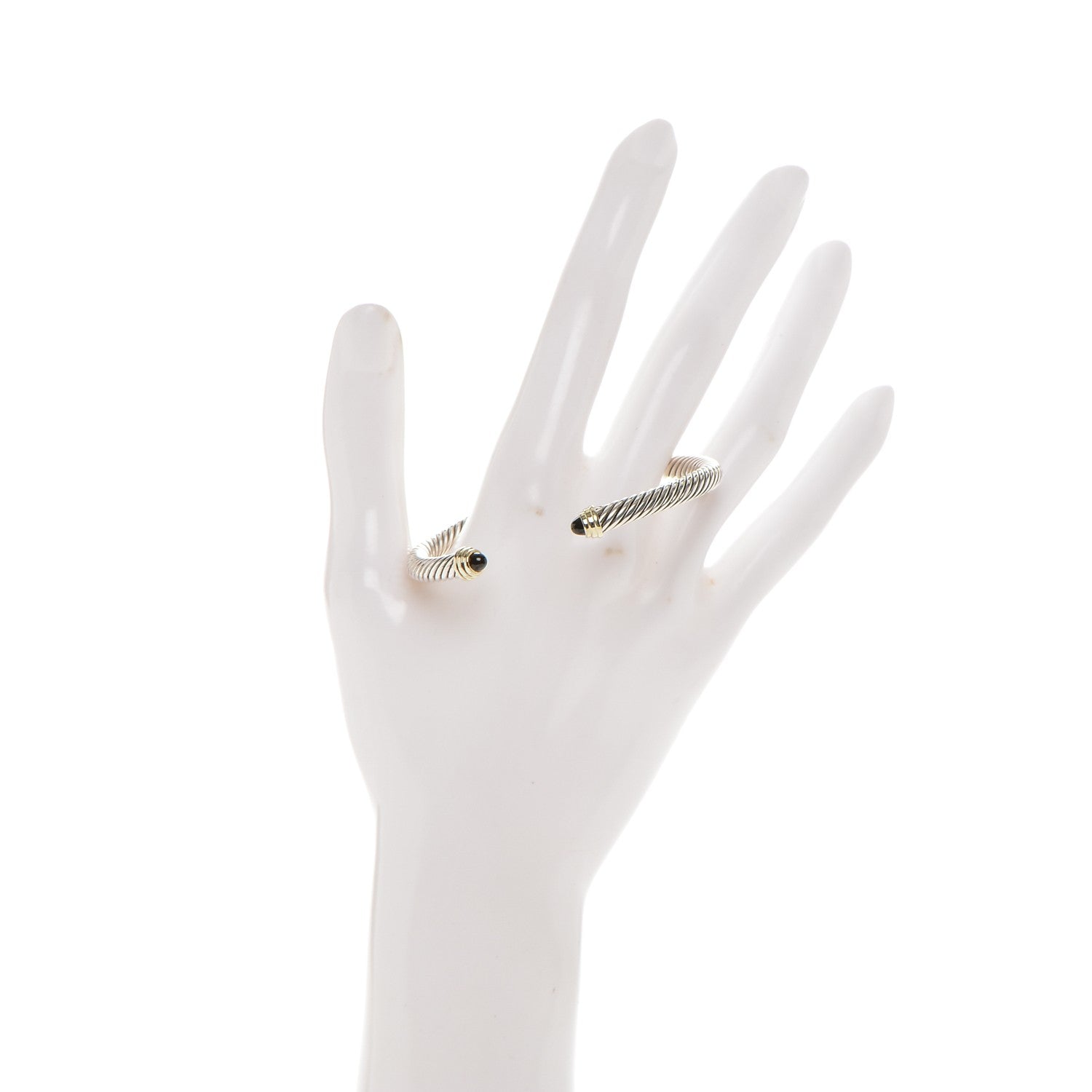 David Yurman Sterling Silver 14K Yellow Gold Black Onyx 5mm Cable Classics Petite Color Bracelet 2 of 4