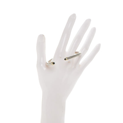 David Yurman Sterling Silver 14K Yellow Gold Black Onyx 5mm Cable Classics Petite Color Bracelet 2 of 4
