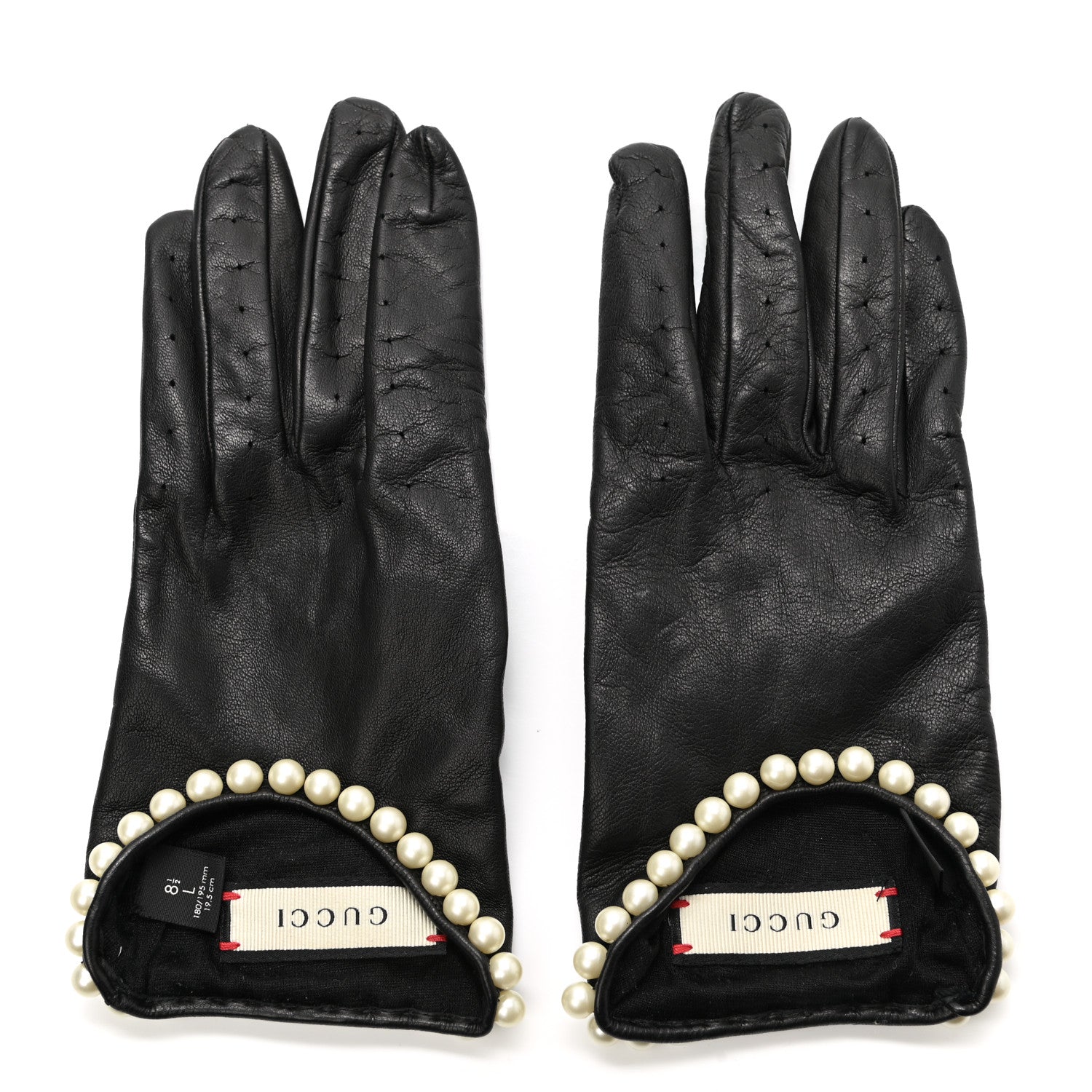 Gucci Nappa Pearl Gloves 8.5 L Black 1 of 4