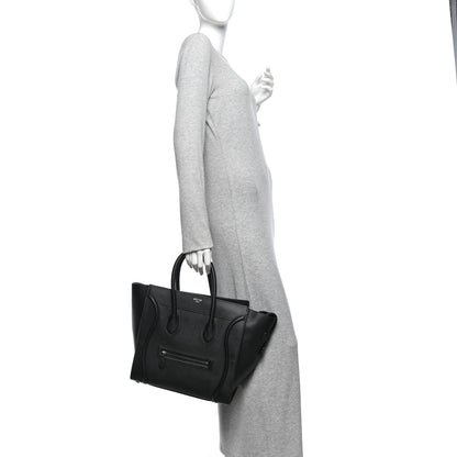 Celine Drummed Calfskin Mini Luggage Black 2 of 11