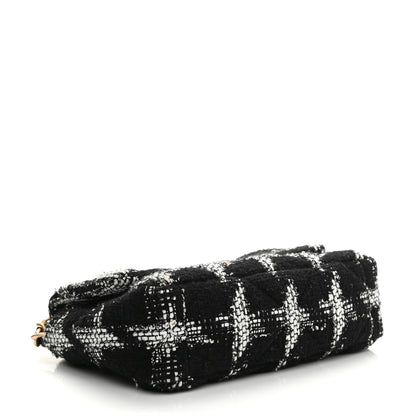 Chanel Tweed Quilted Medium Chanel 19 Flap Black White 3 of 10