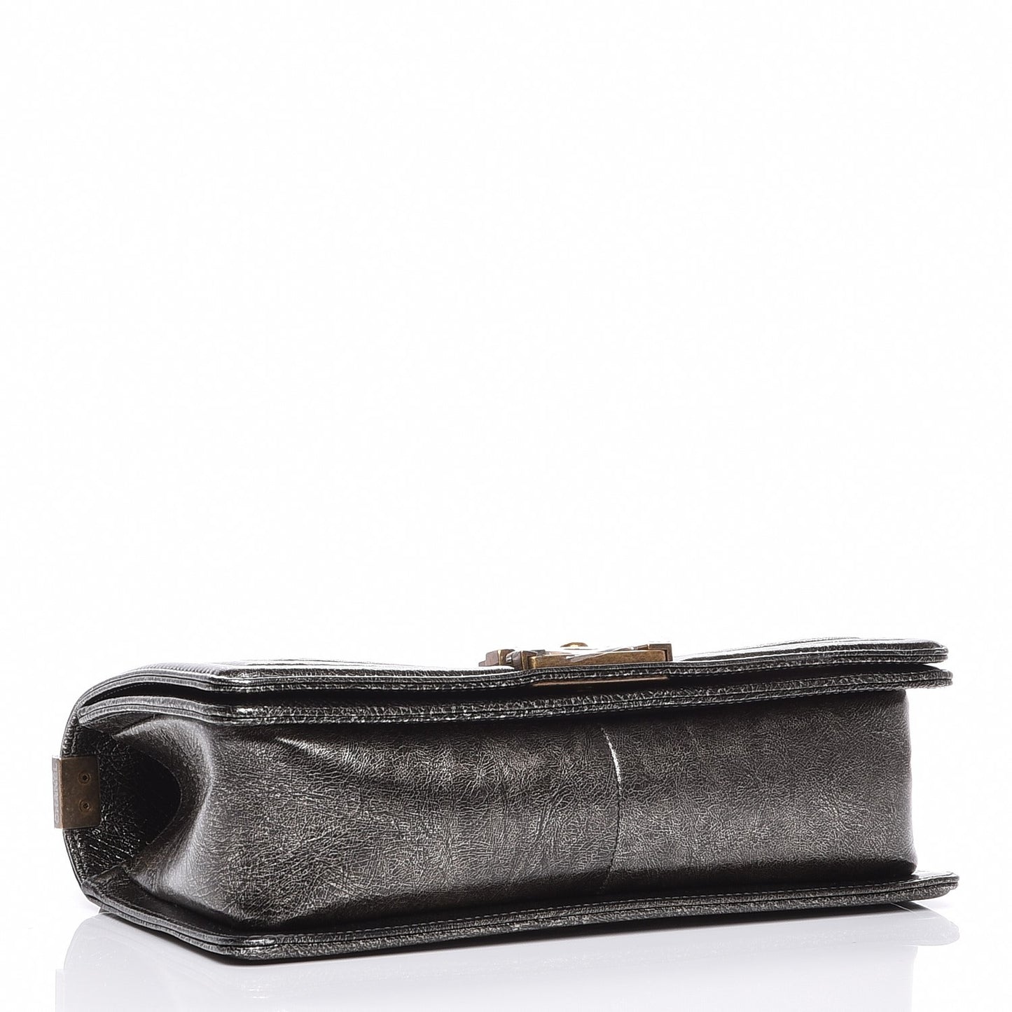 Metallic Calfskin Quilted Medium Boy Flap Dark Silver