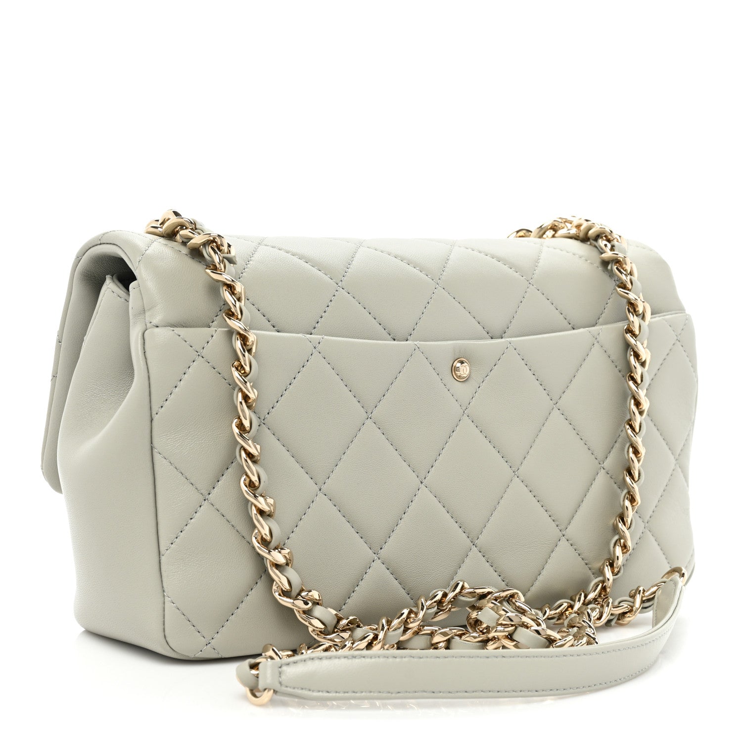 Chanel Lambskin Quilted Resin Bi-Color Chain Flap Bag Grey 3 of 9