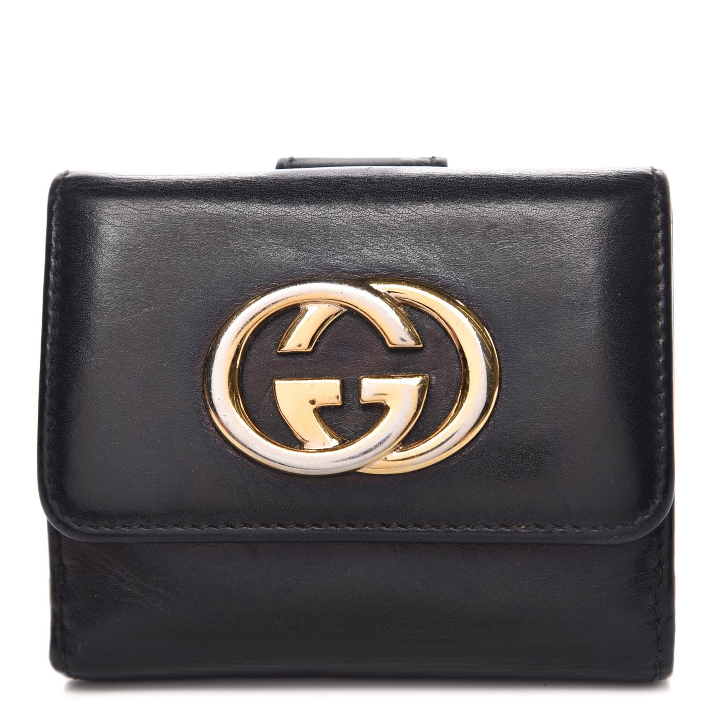 Calfskin Interlocking G French Wallet Black