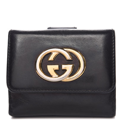 Gucci Calfskin Interlocking G French Wallet Black 1 of 11