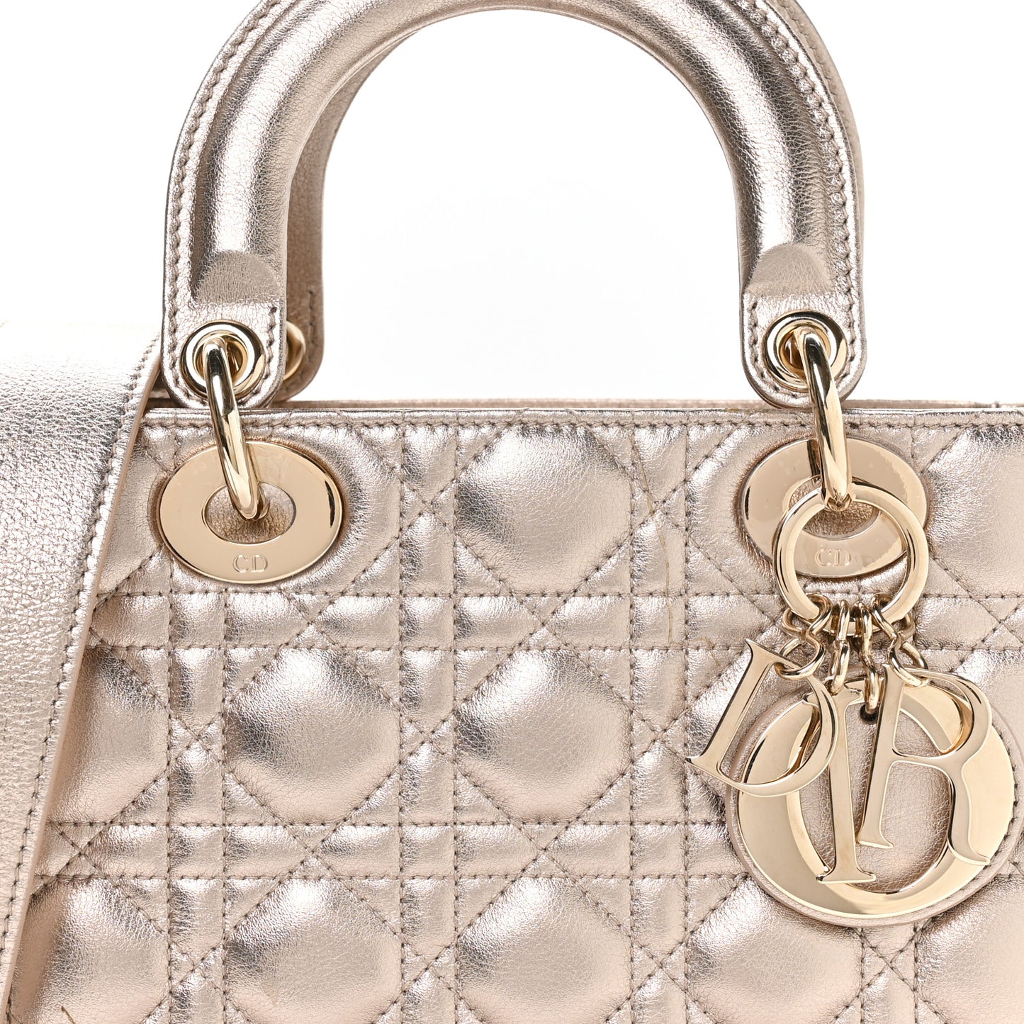 Metallic Lambskin Cannage Small My ABCDior Lady Dior Gold