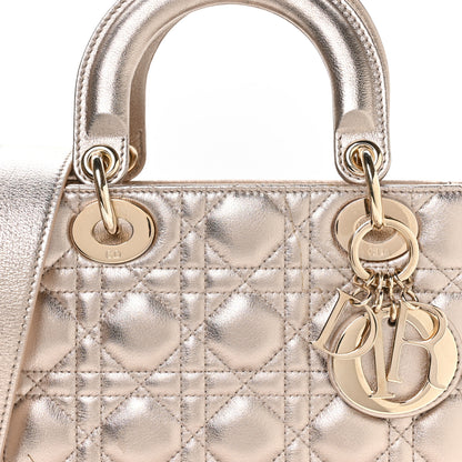 Christian Dior Metallic Lambskin Cannage Small My ABCDior Lady Dior Gold 9 of 11