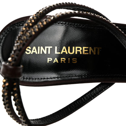 Saint Laurent Satin Crystal Ava 105 Sandals 36.5 Amaranth 6 of 7