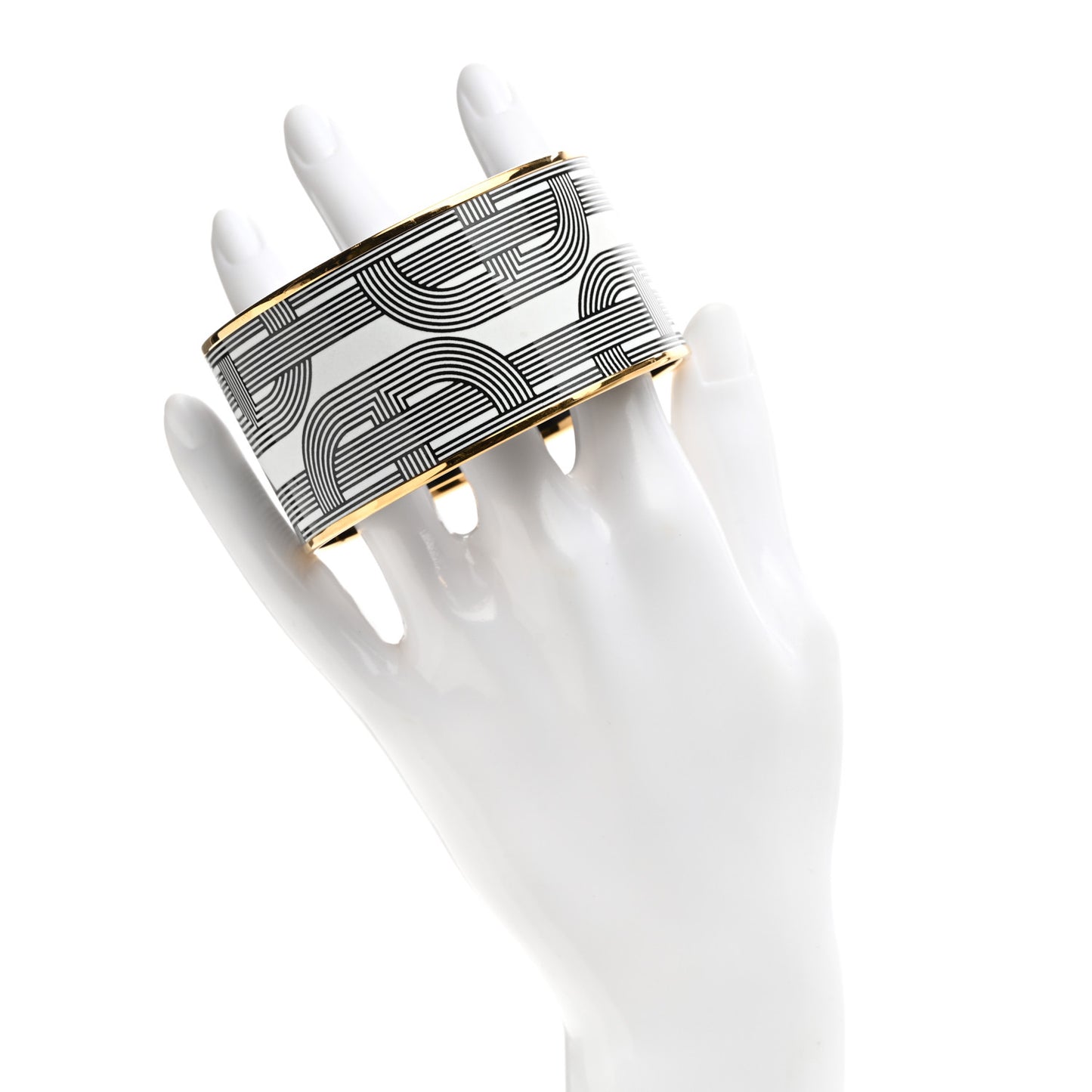 Enamel Printed Circuit 24 Faubourg Extra Wide Bracelet 70 Black White