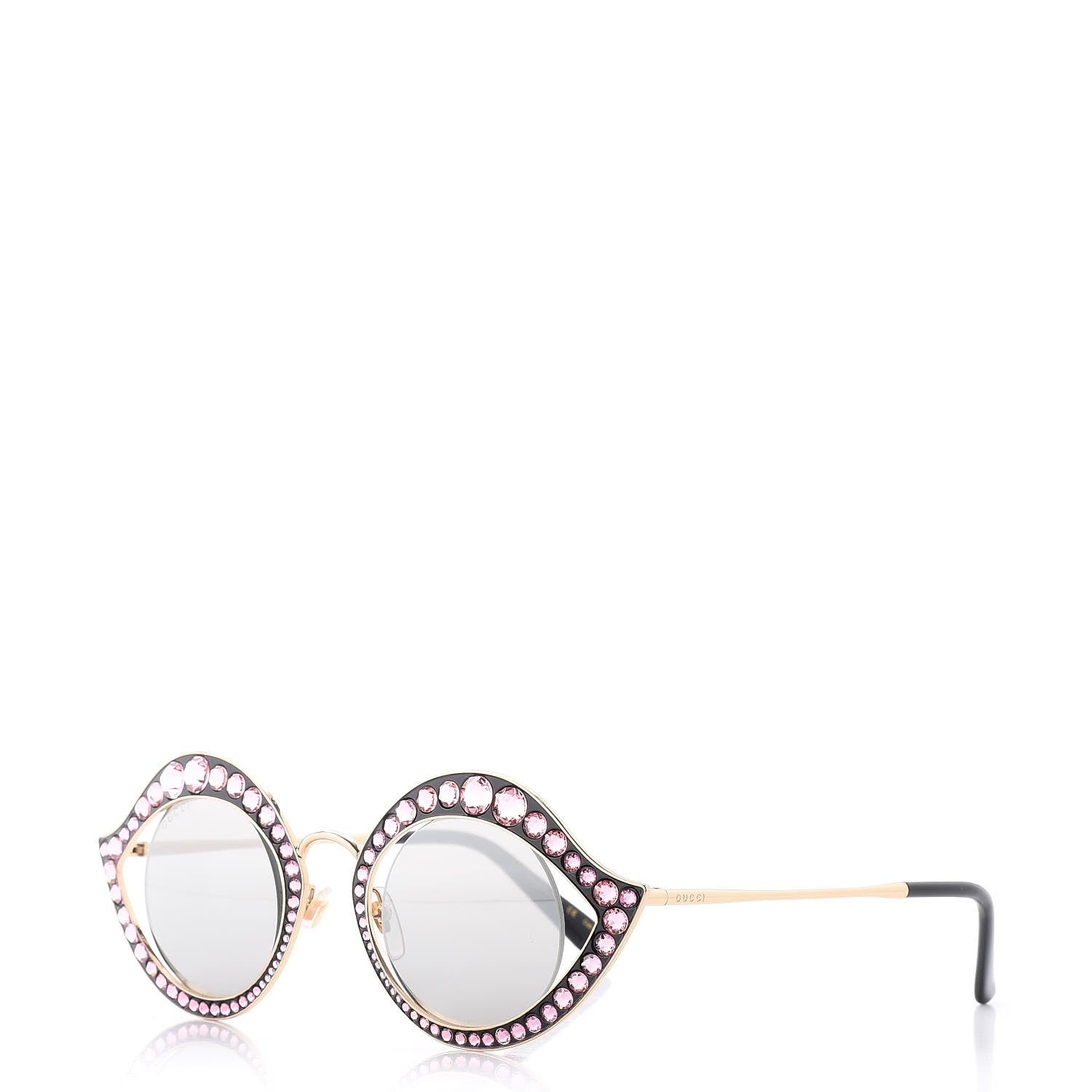 Gucci Metal Crystal Cat Eye Sunglasses GG0046/S Light Pink 1 of 8
