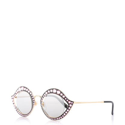 Gucci Metal Crystal Cat Eye Sunglasses GG0046/S Light Pink 1 of 8