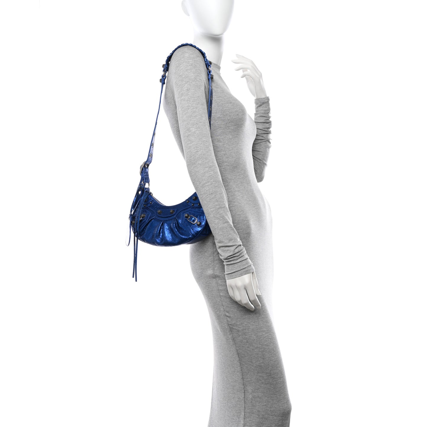 Metallic Arena Agneau Le Cagole Shoulder Bag XS Blue