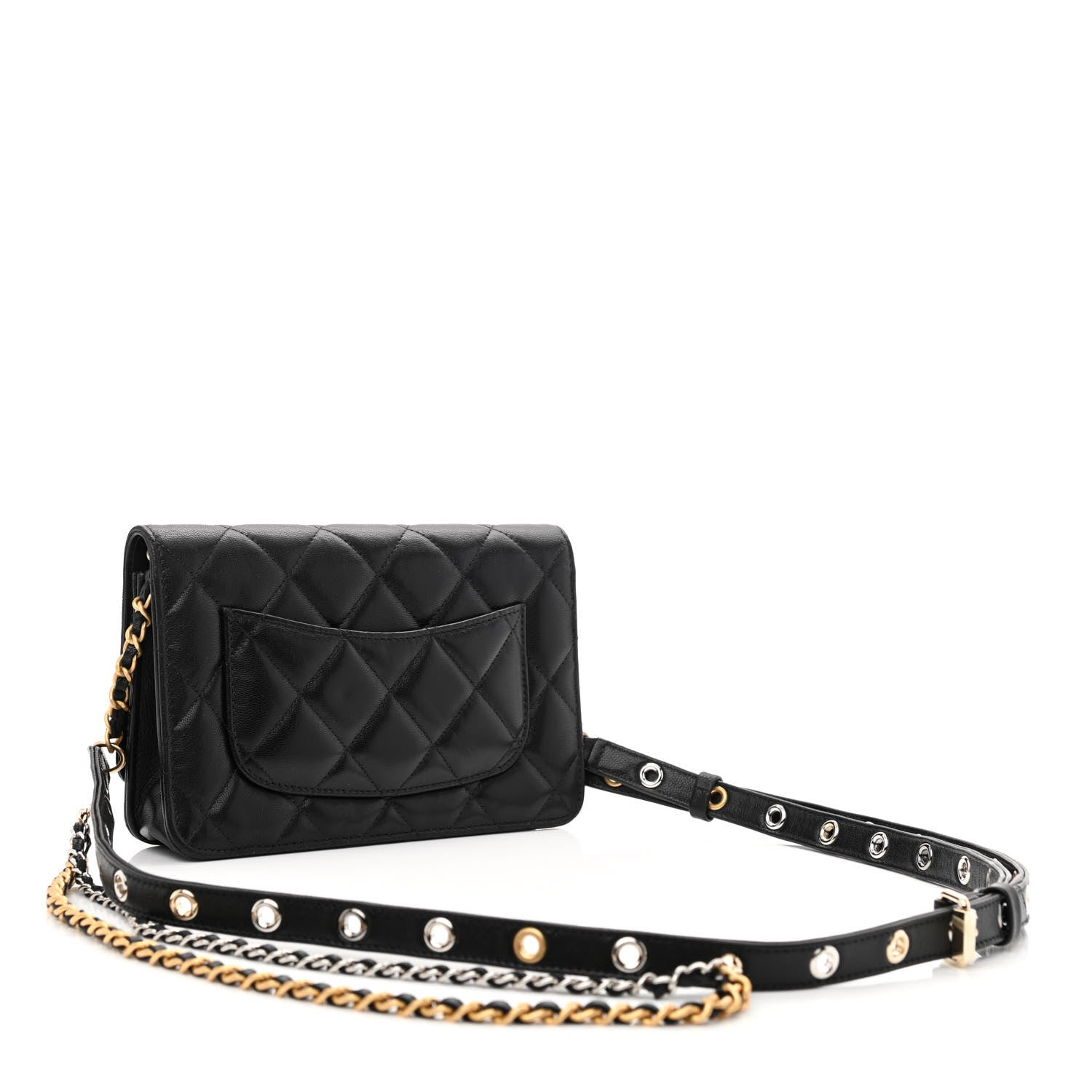 Chanel Goatskin Quilted Quilted Like A Wallet Wallet On Chain WOC Black 3 of 12